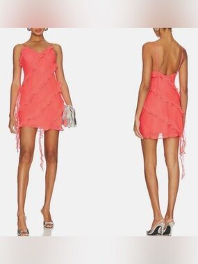 Amanda Uprichard Belladonna Dress in New Fluro Sz XS SILK Ruffle Cocktail Party
